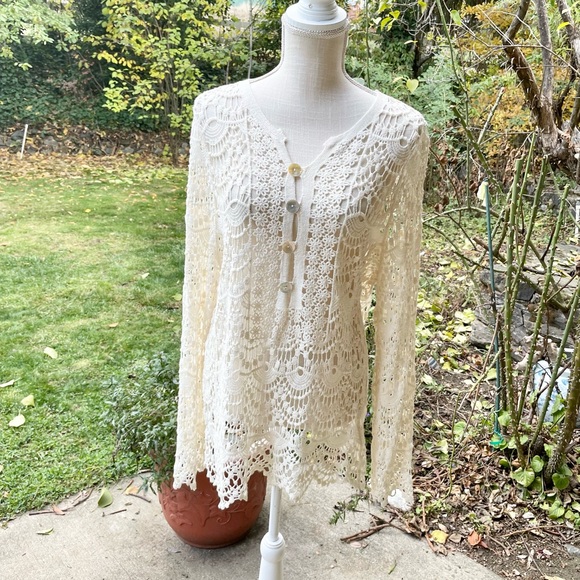 Beautiful Crocheted Boho Blouse - Picture 1 of 9